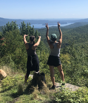 two women hiking