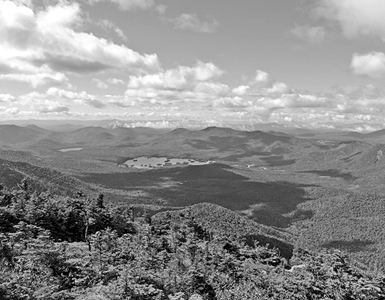 adirondack mountains in black and white